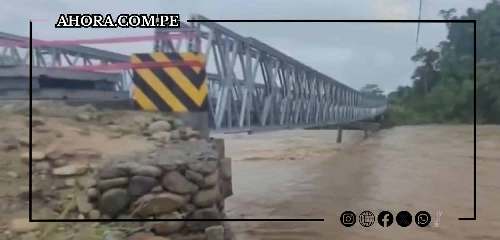 Puente sobre río Huamuco en peligro de colpasar por intensas lluvias