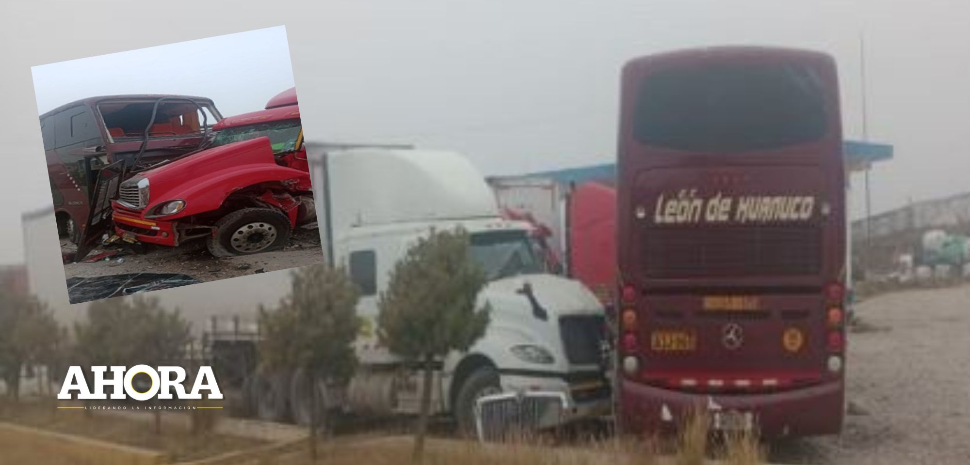 Chofer de ómnibus interprovincial resulta herido tras impactar contra tres camiones semitrailer