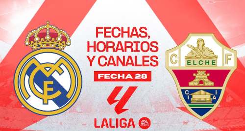 Real Madrid vs Elche: Hoy LaLiga, horarios y canales TV