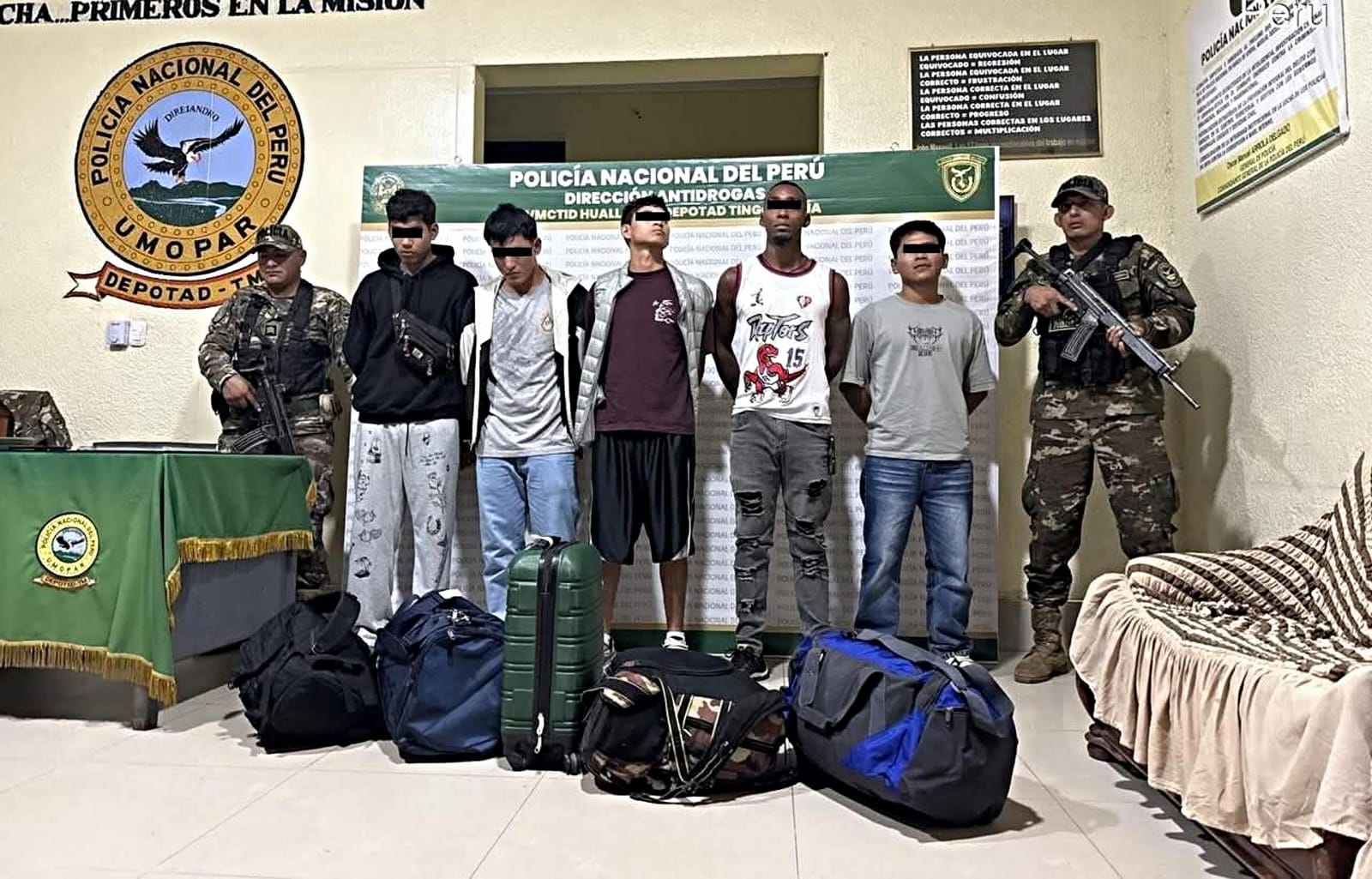 Cinco detenidos y más de 19 kilos de marihuana incautados en operativo antidrogas en Tingo María