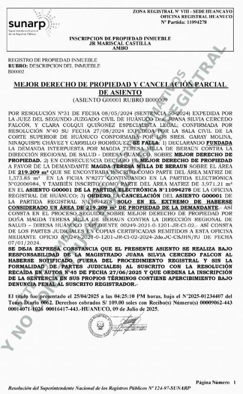 Procuraduría regional denuncia a jueza por prevaricato tras demolición de centro de salud en Ambo