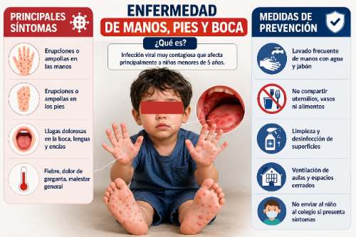 Trece colegios de Huánuco suspenden clases por brote de enfermedad de manos, pies y boca