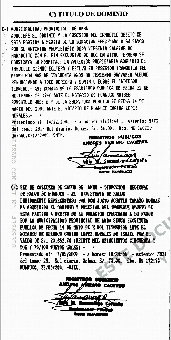 Donación municipal de terreno para hospital de Ambo arrastra vicios legales que comprometen millonaria obra pública
