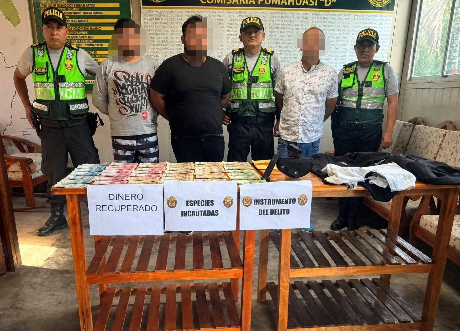 Capturan a tres presuntos integrantes de banda tras asalto a grifo en Peregrino