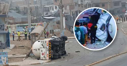 Un camión cisterna con gas se volcó en la Avenida Revolución de Comas
