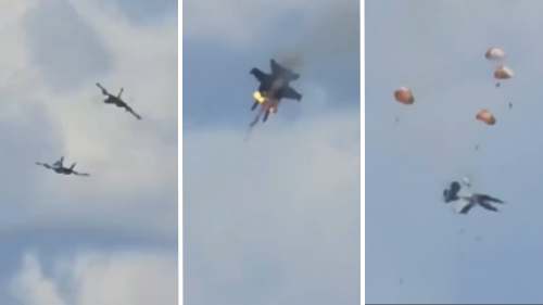 Dos aviones militares se estrellaron en el aire durante un espectáculo en Estados Unidos