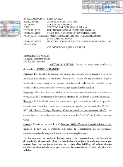 Justicia admite amparo del Gobierno Regional por desalojo de Centro de Salud de Ambo