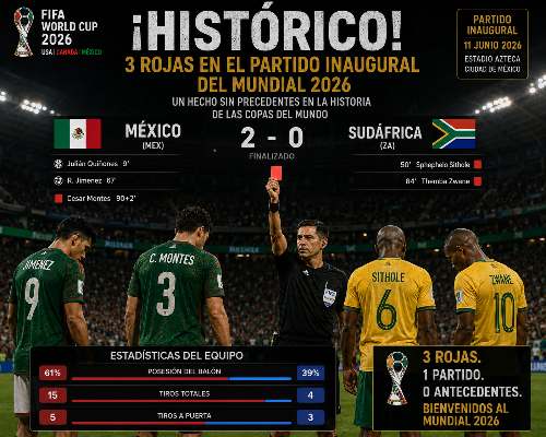 ¡Histórico! Tres tarjetas rojas marcan el partido inaugural del Mundial 2026