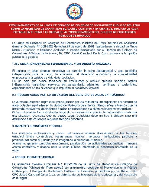 Contadores respaldan reclamo por cortes de agua potable en Huánuco