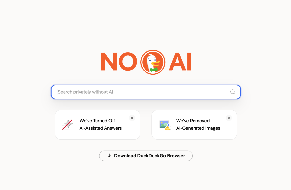 DuckDuckGo facilita el acceso a su motor de búsqueda sin IA