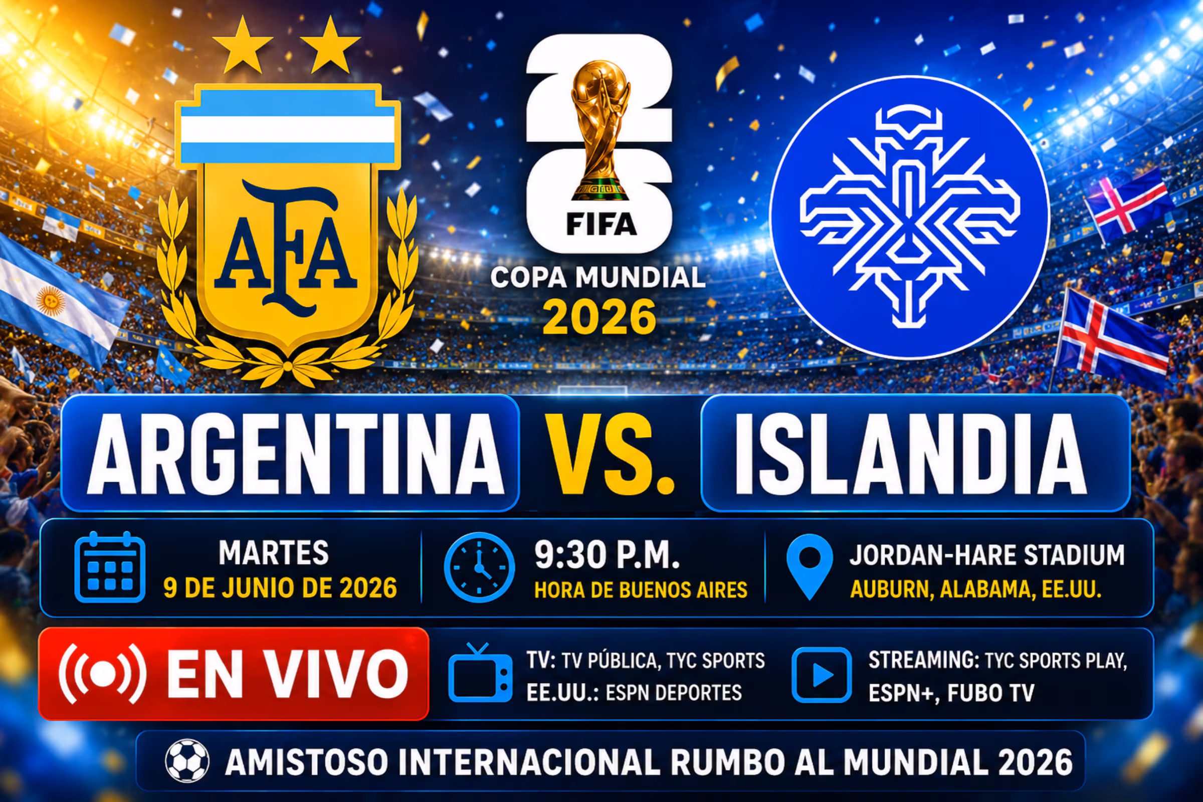 Argentina vs. Islandia: horario, canales y streaming del amistoso mundialista