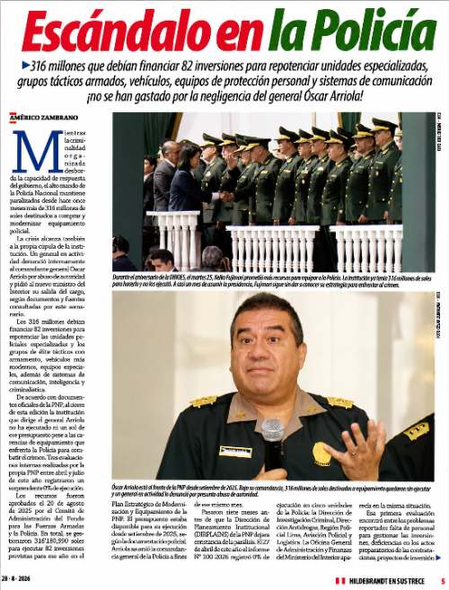 S/316 millones para 82 inversiones policiales seguían sin ejecutarse tras 11 meses