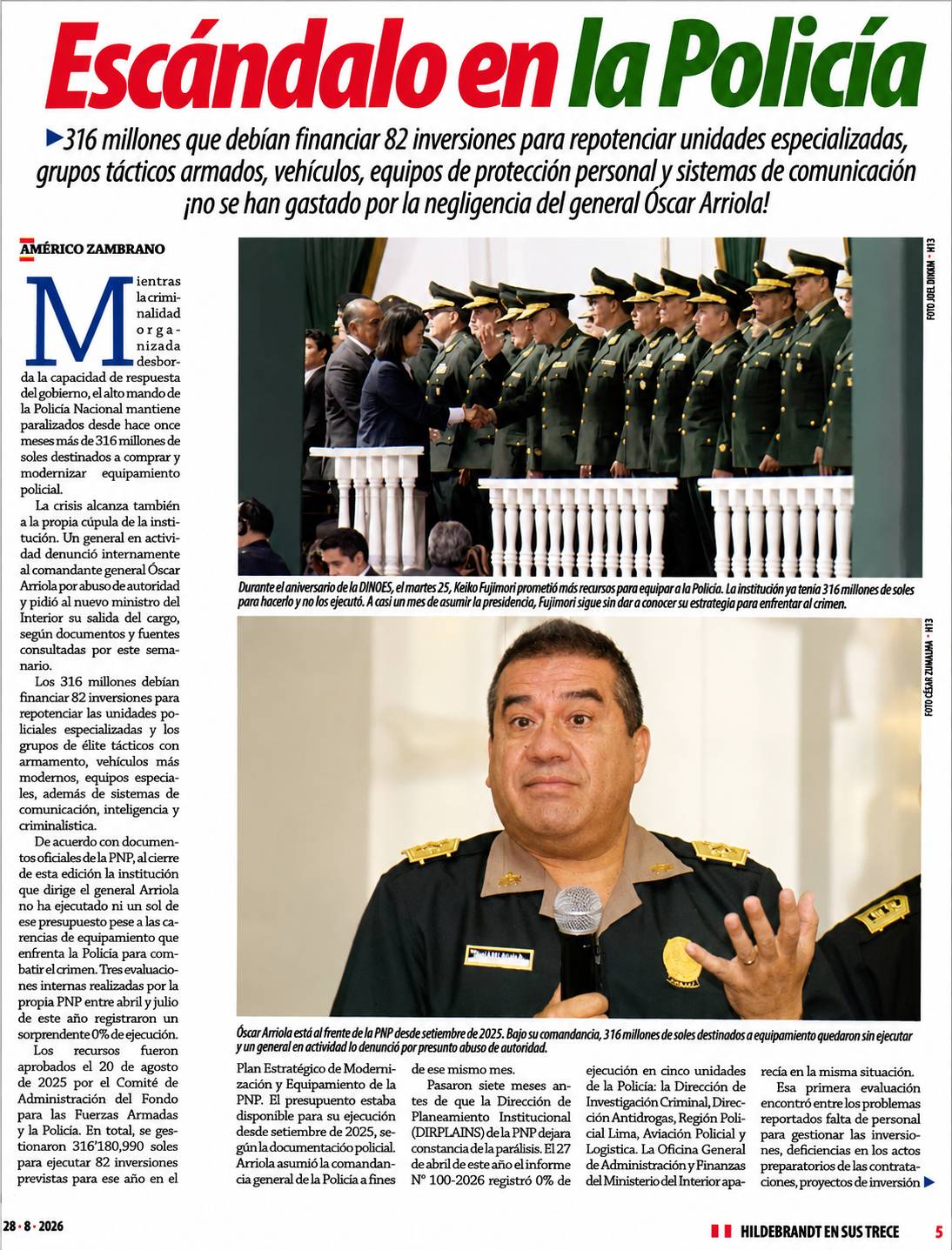 S/316 millones para 82 inversiones policiales seguían sin ejecutarse tras 11 meses
