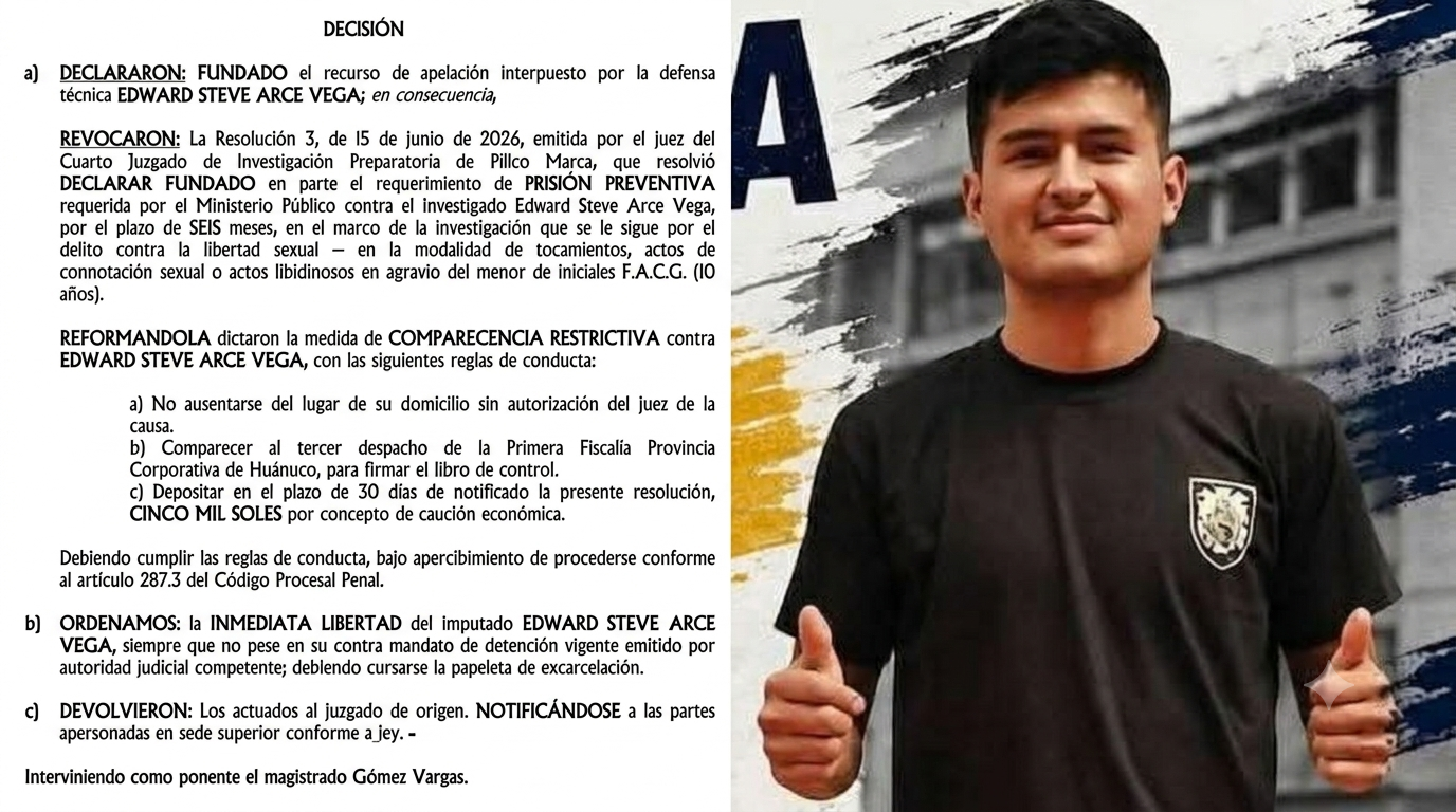 Sala ordena libertad inmediata de Edward Arce luego de que fiscal superior dejara de sostener la prisión preventiva