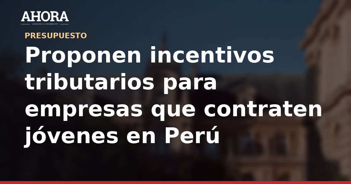 Proponen incentivos tributarios para empresas que contraten jóvenes en Perú