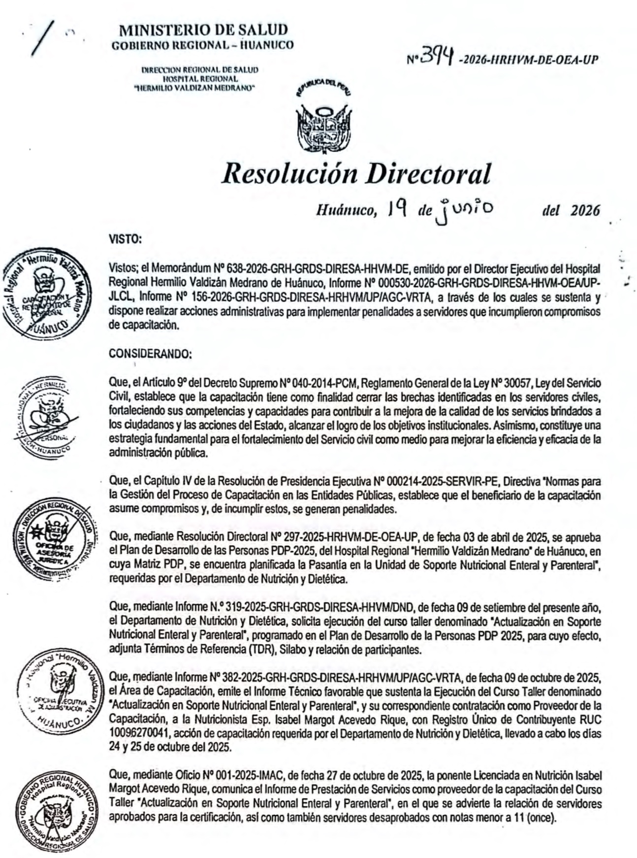 Hospital Hermilio Valdizán ordena a 17 servidores devolver S/ 9 mil tras desaprobar curso de capacitación
