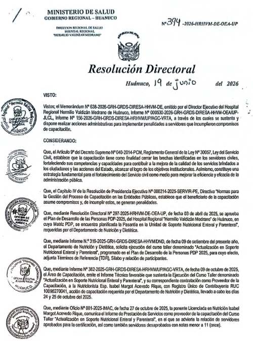 Hospital Hermilio Valdizán ordena a 17 servidores devolver S/ 9 mil tras desaprobar curso de capacitación