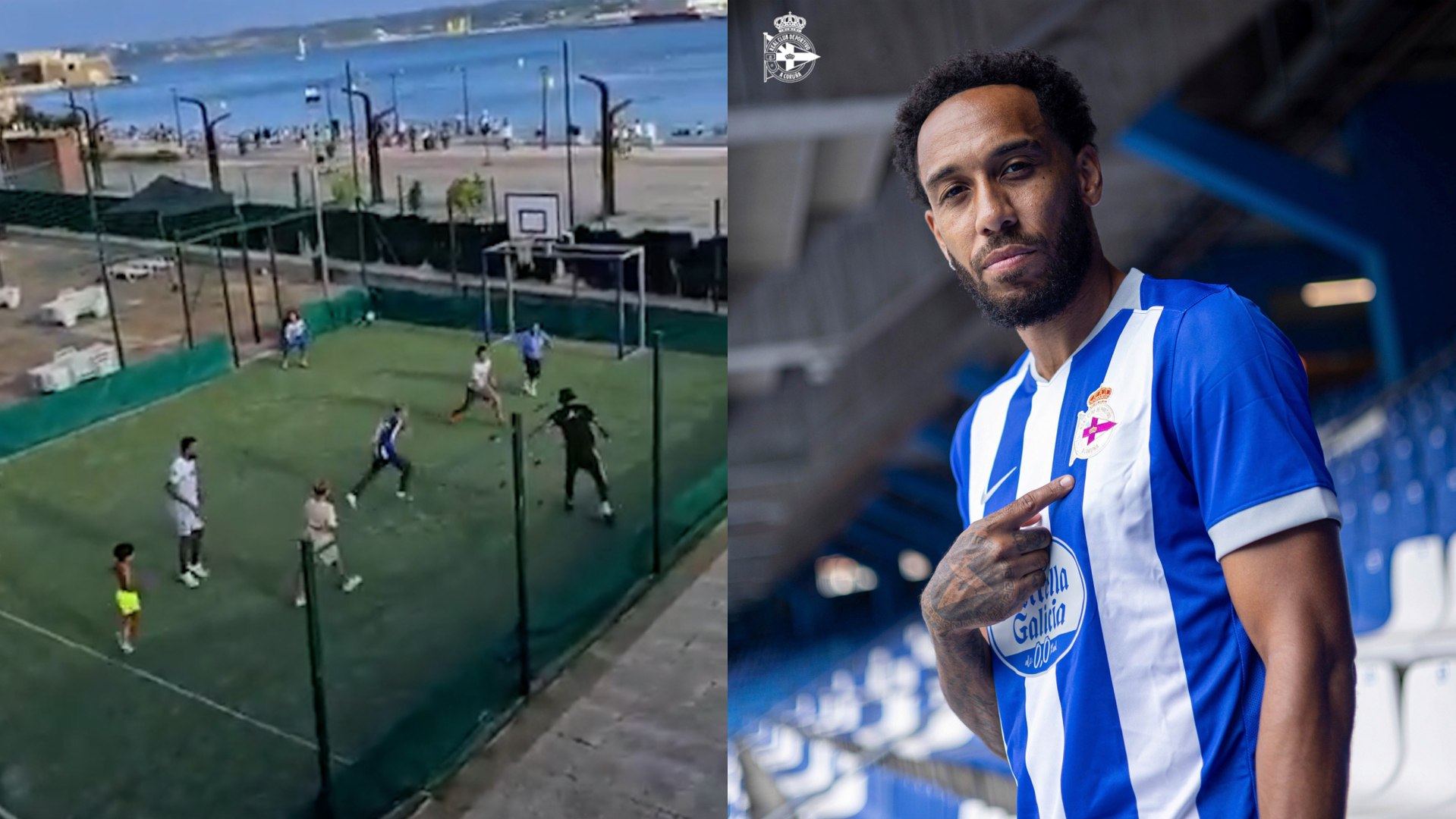 Aubameyang sorprende en A Coruña y se une a una pachanga juvenil en La Solana