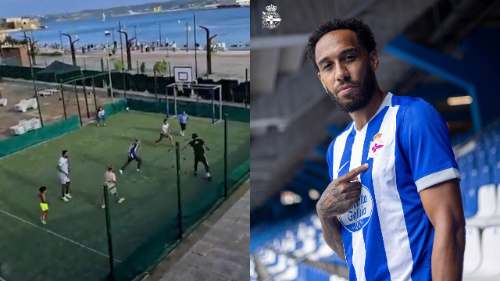 Aubameyang sorprende en A Coruña y se une a una pachanga juvenil en La Solana