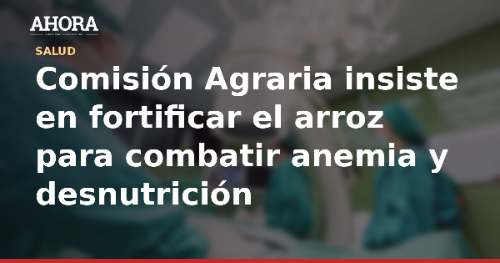 Comisión Agraria insiste en fortificar el arroz para combatir anemia y desnutrición