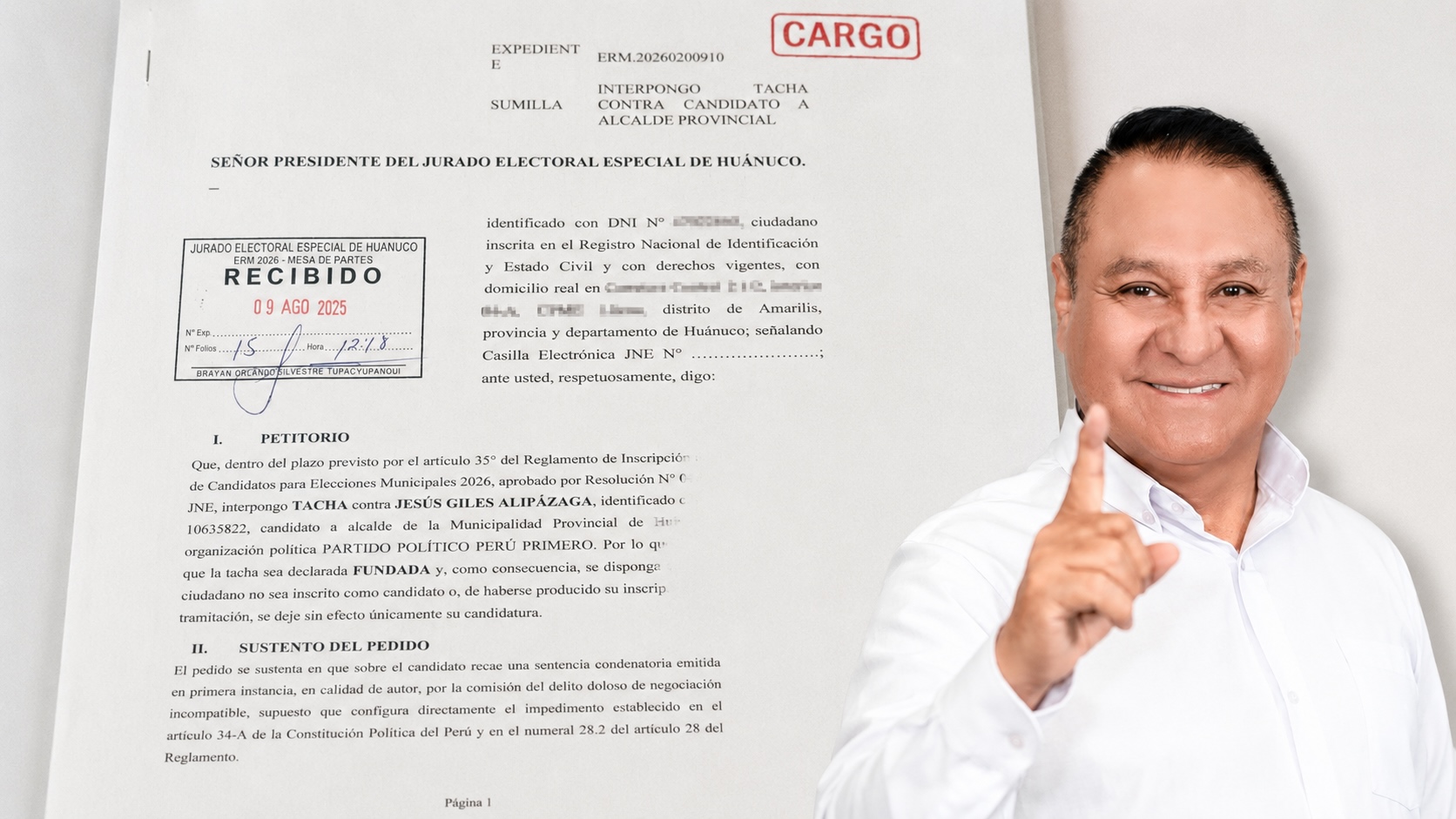 Presentan tacha contra Jesús Giles por condena de primera instancia en el caso Puelles