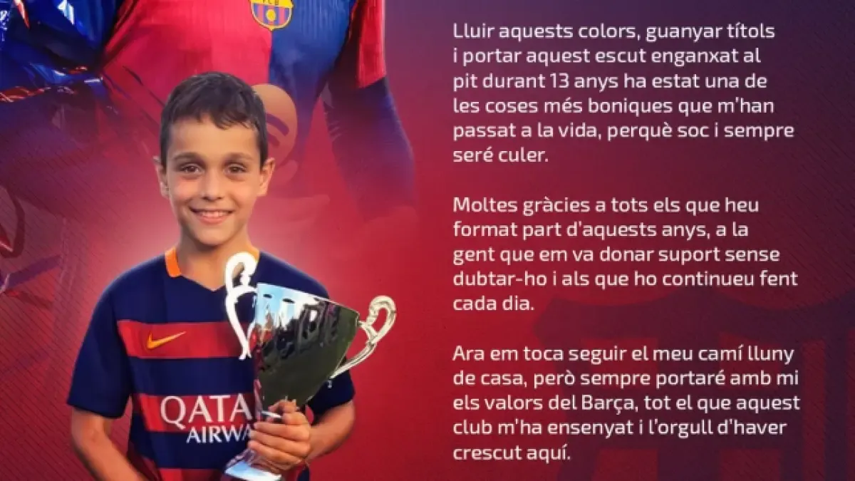 Héctor Fort se despide del Barça con emotiva carta: "Nací a pocos metros del Camp Nou"