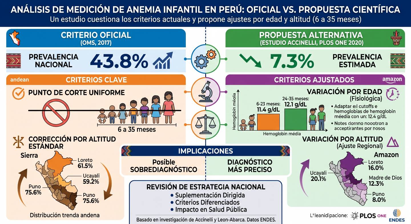 Estudio cuestiona medición de anemia infantil y plantea revisar corrección por altura