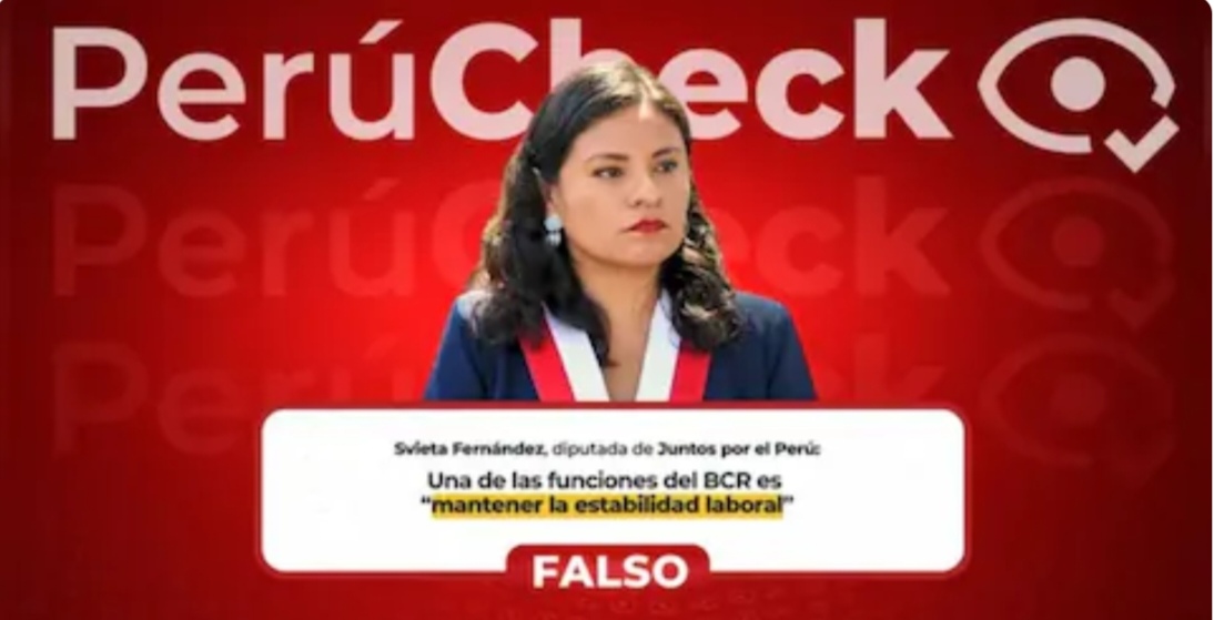 PerúCheck desmiente afirmación sobre responsabilidad laboral del Banco Central de Reserva