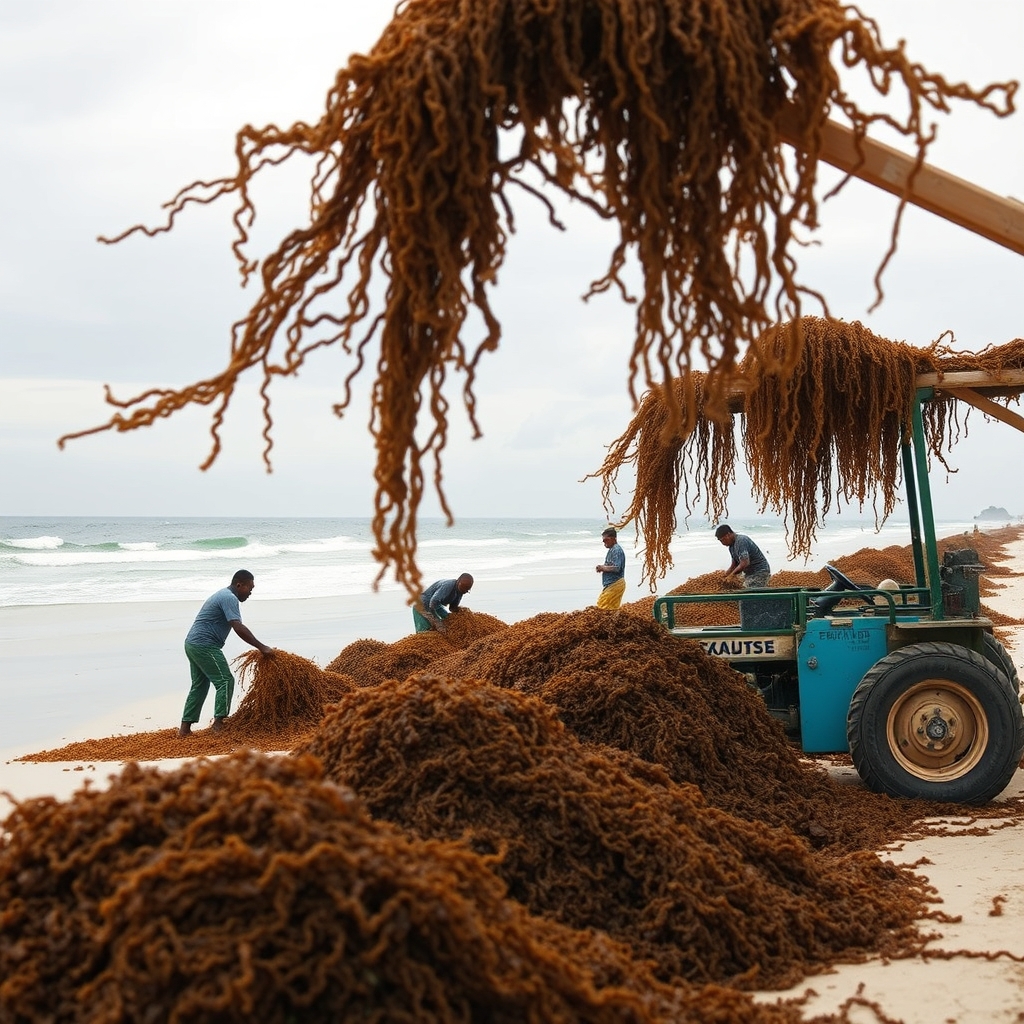 México convierte el sargazo del Caribe en sandalias, cosméticos y biogás
