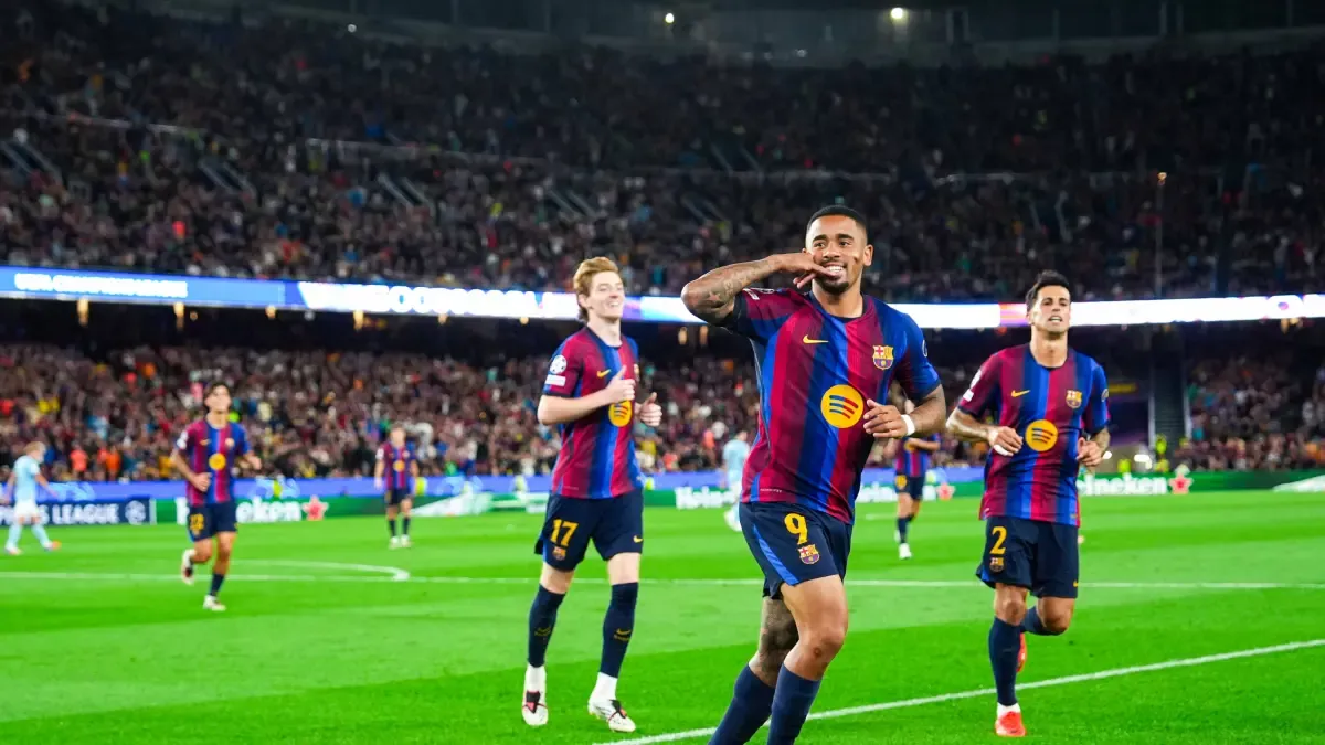 Gabriel Jesus marca en su estreno Champions con el Barça y es 4o goleador brasileño