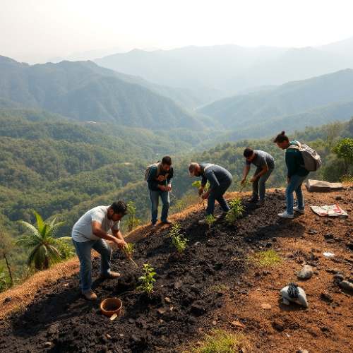 Tingo María reforesta el mirador Supte tras incendio con más de 300 plantones