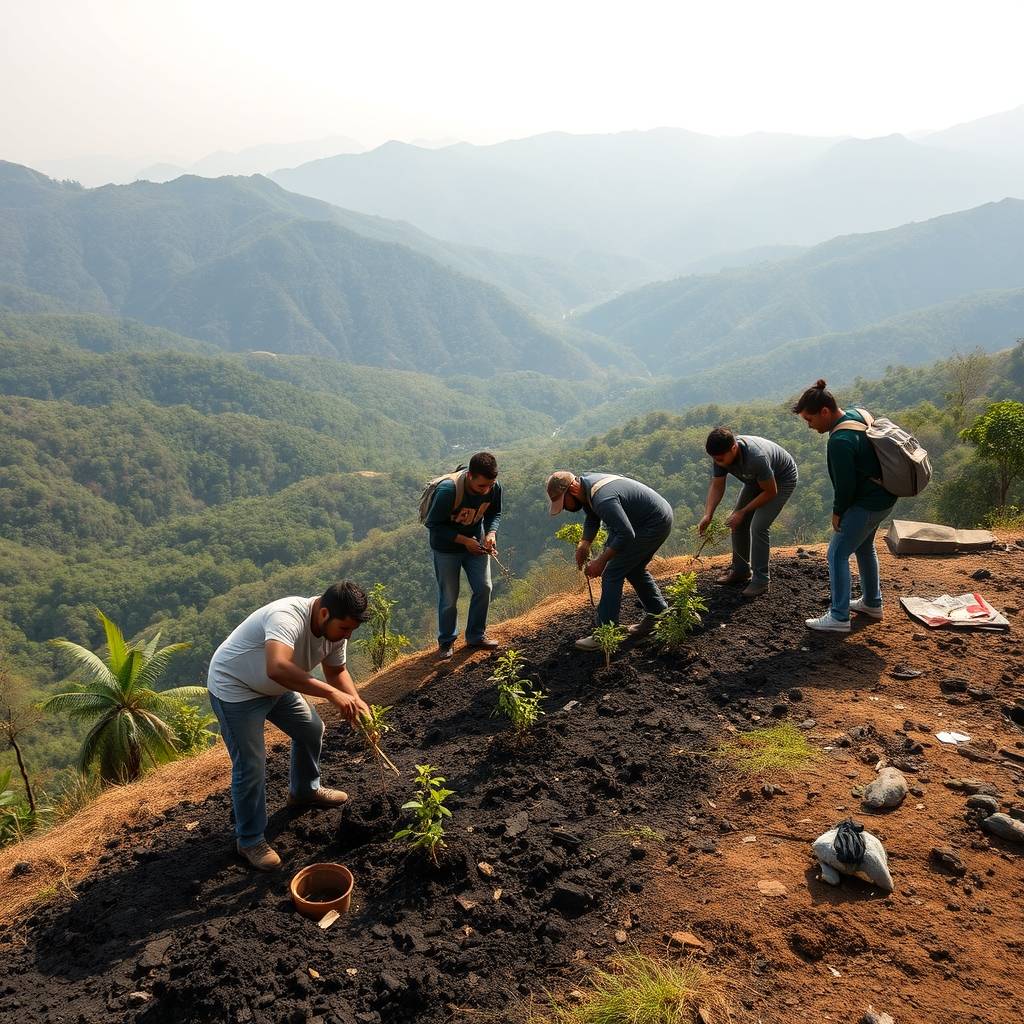 Tingo María reforesta el mirador Supte tras incendio con más de 300 plantones