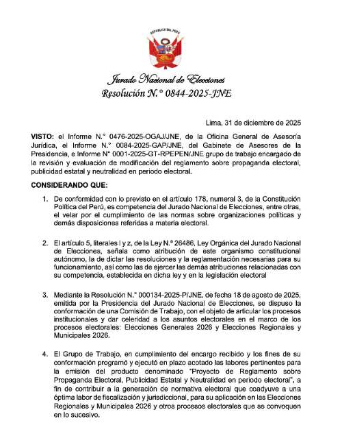 JNE fija multas de hasta 100 UIT por publicidad estatal y faltas de neutralidad electoral