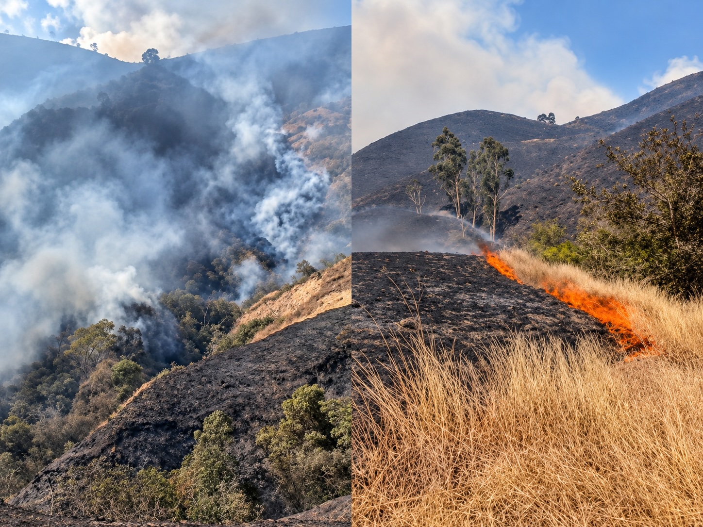 Incendio forestal arrasa cultivos y amenaza viviendas en Huandobamba, Ambo