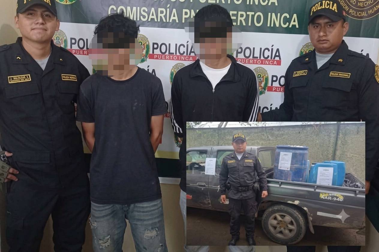 Camioneta con 119 galones de diésel cae en operativo policial en Puerto Inca