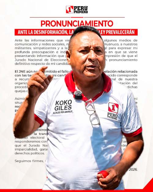 JNE declaró infundada su apelación y confirmó su exclusión; mientras tanto, Giles denunció “desinformación”