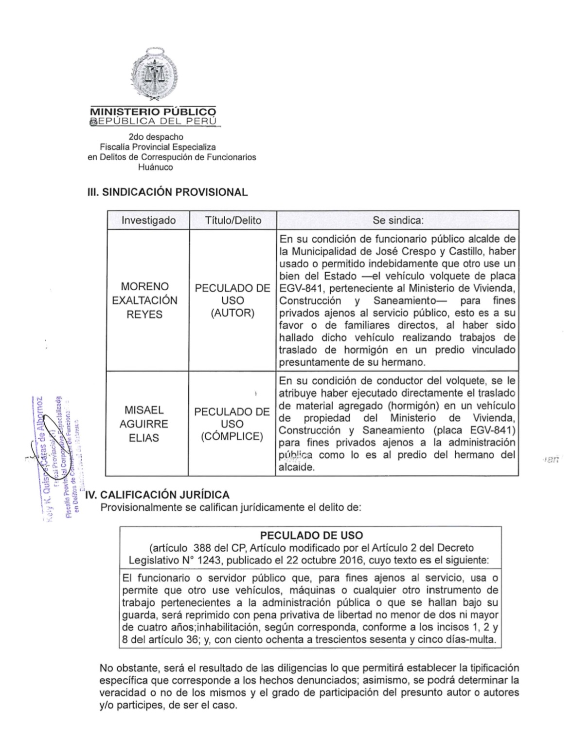 Fiscalía investiga a alcalde de Aucayacu por presunto uso de volquete estatal en predio vinculado a su hermano
