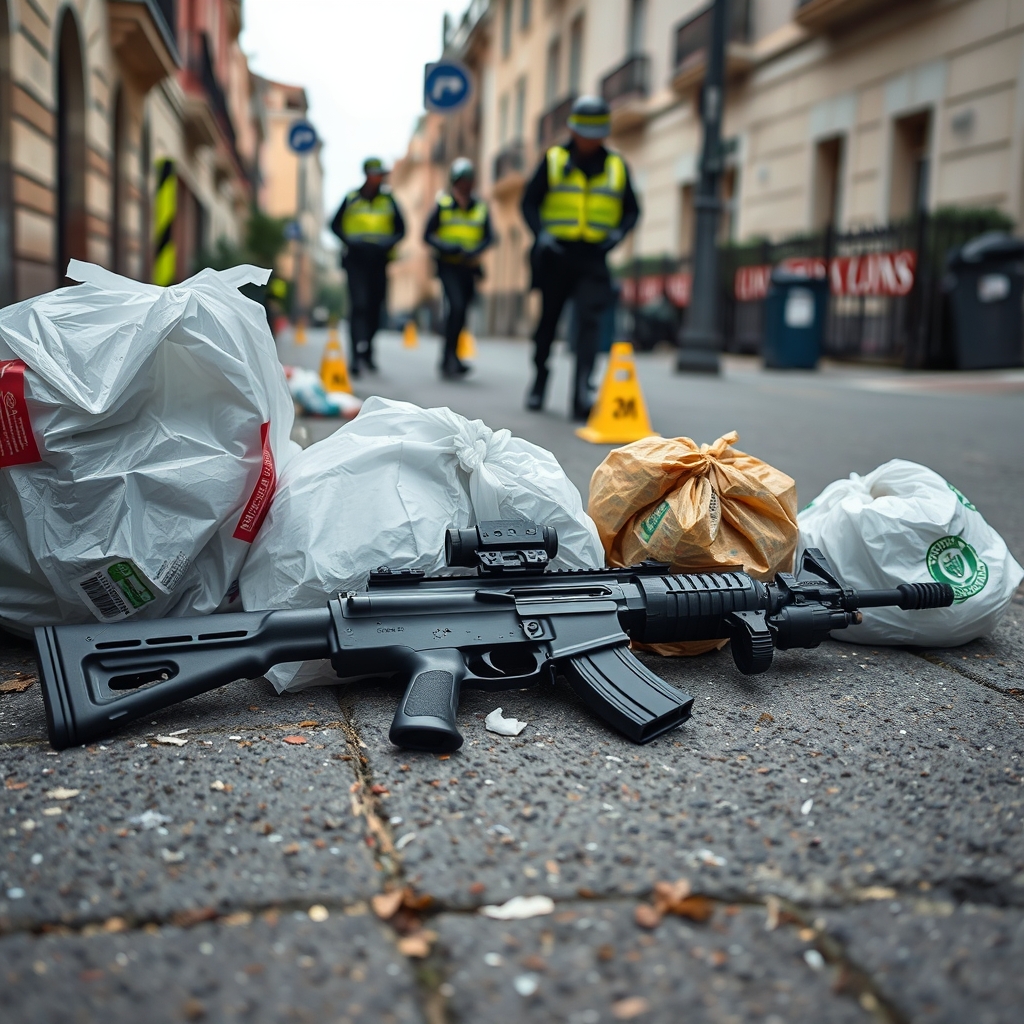 Hallan un fusil de asalto y un posible lanzagranadas en una bolsa de basura en Sevilla