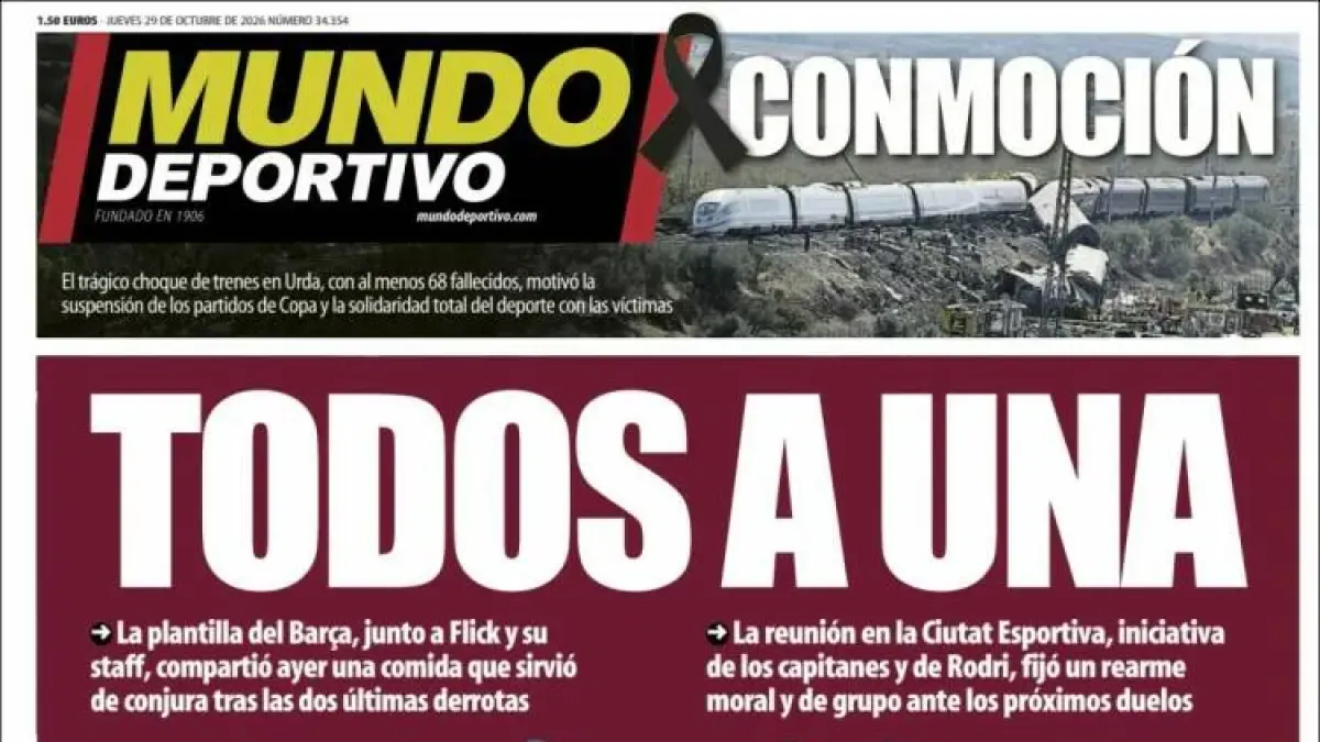 Portadas deportivas de hoy: comida de conjura del Barça y accidente en Toledo