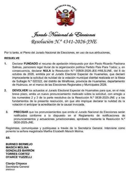 Huamalíes: Ahora Nación niega que el JNE haya dado el triunfo a País para Todos