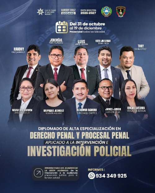 Futuros policías de Huánuco se preparan en derecho penal con el Colegio de Abogados
