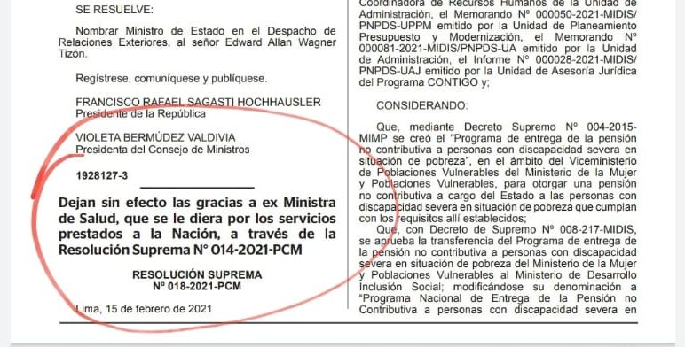 Gobierno retira las gracias a Mazzetti por servicios prestados