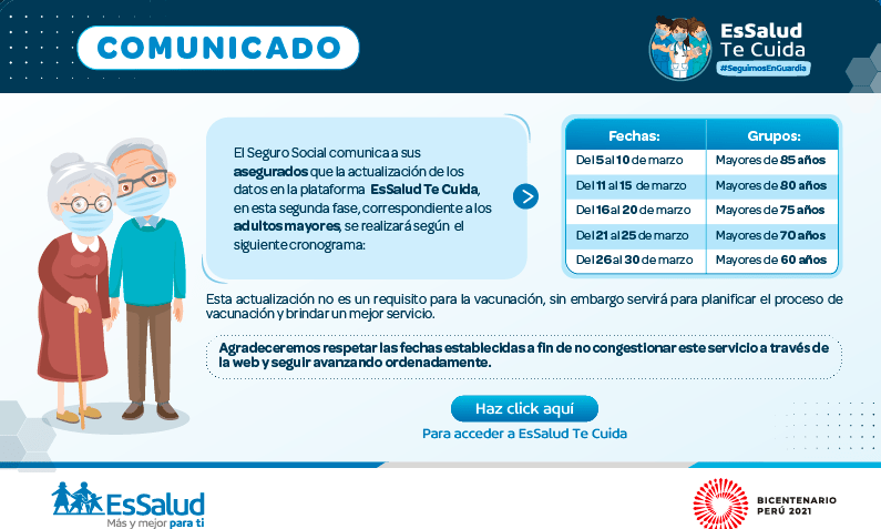 EsSalud publicó registro para actualización de datos del adulto mayor
