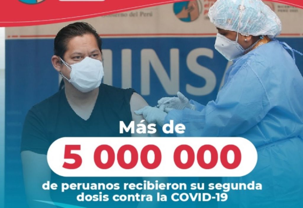 Perú supera los 5 millones de vacunados contra el covid-19 con dosis completa