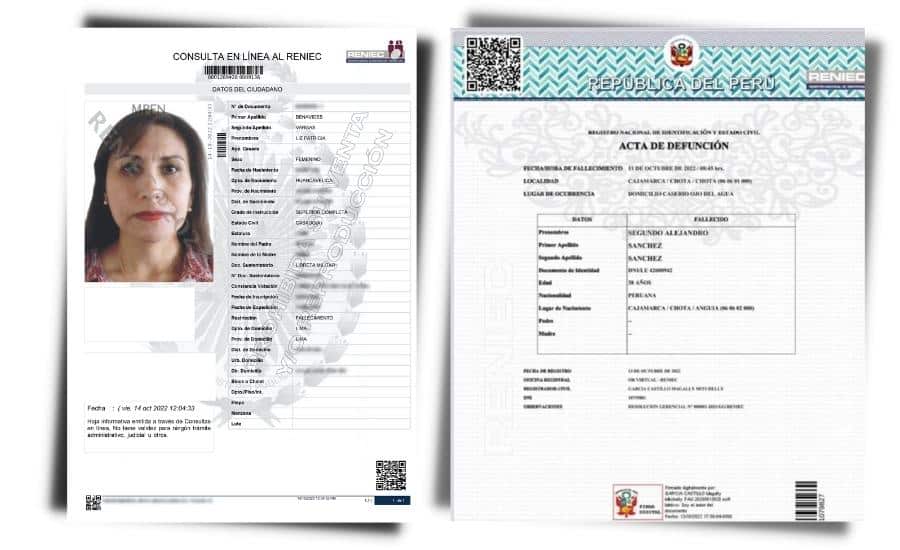 Reniec: Presidente Castillo y fiscal de la Nación figuraban como fallecidos