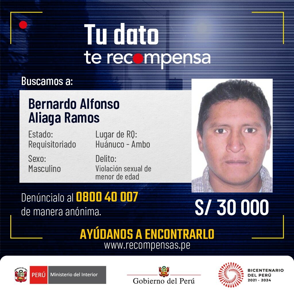 Presunto agresor sexual figura en la lista de los delincuentes más buscados del Mininter