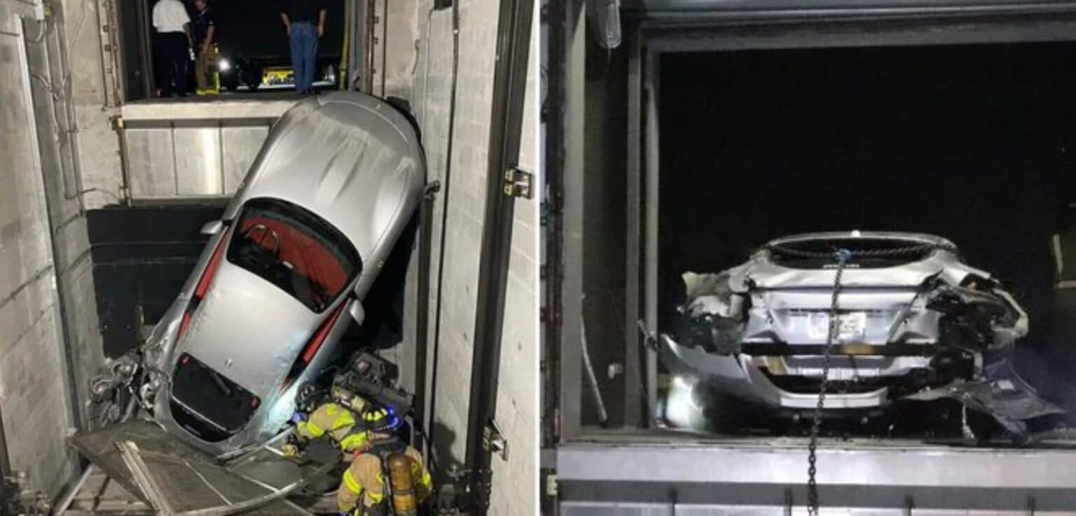 EE.UU.: Ferrari cayó al foso del ascensor de un concesionario de lujo en Florida