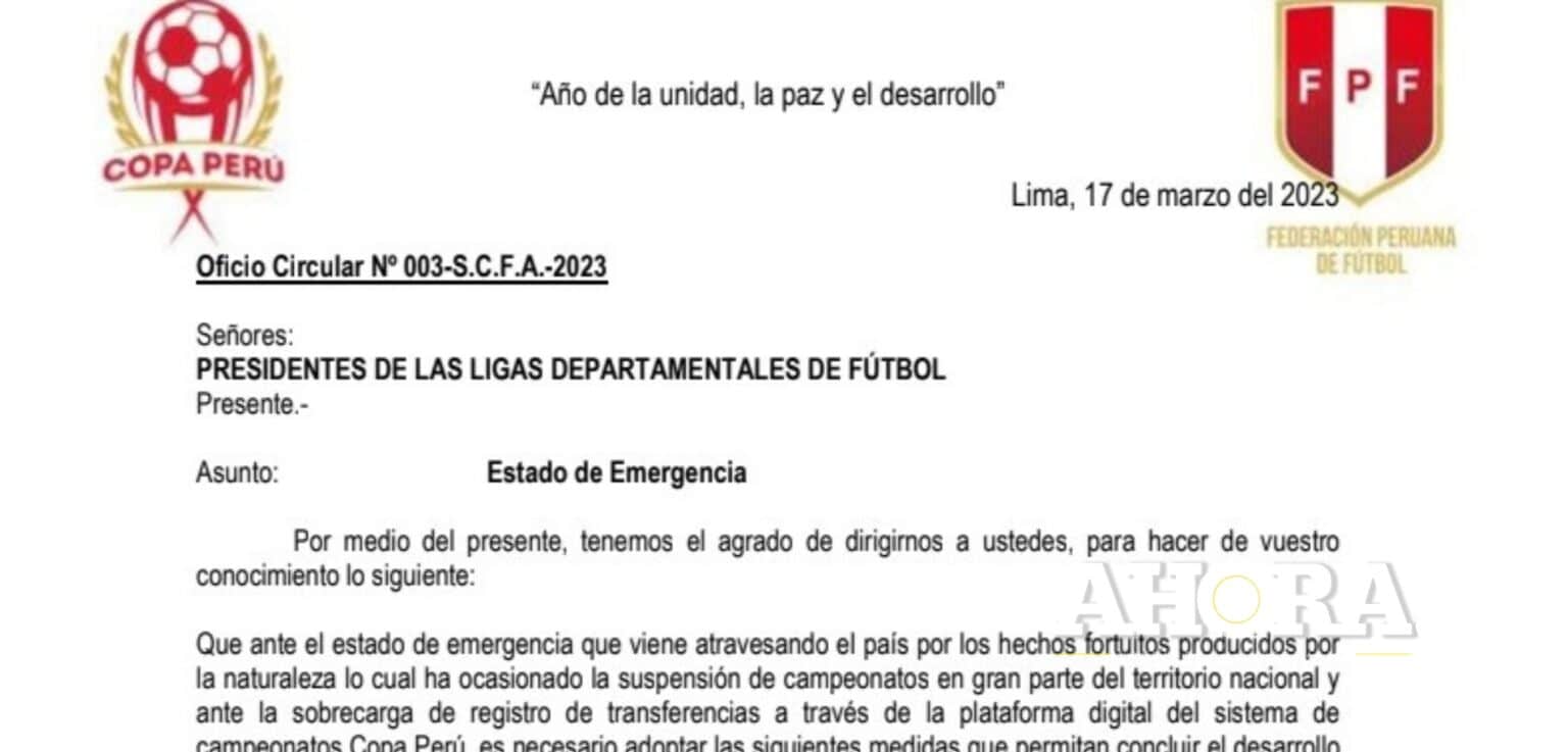Etapa distrital de la Copa Perú se jugará hasta el 14 de mayo
