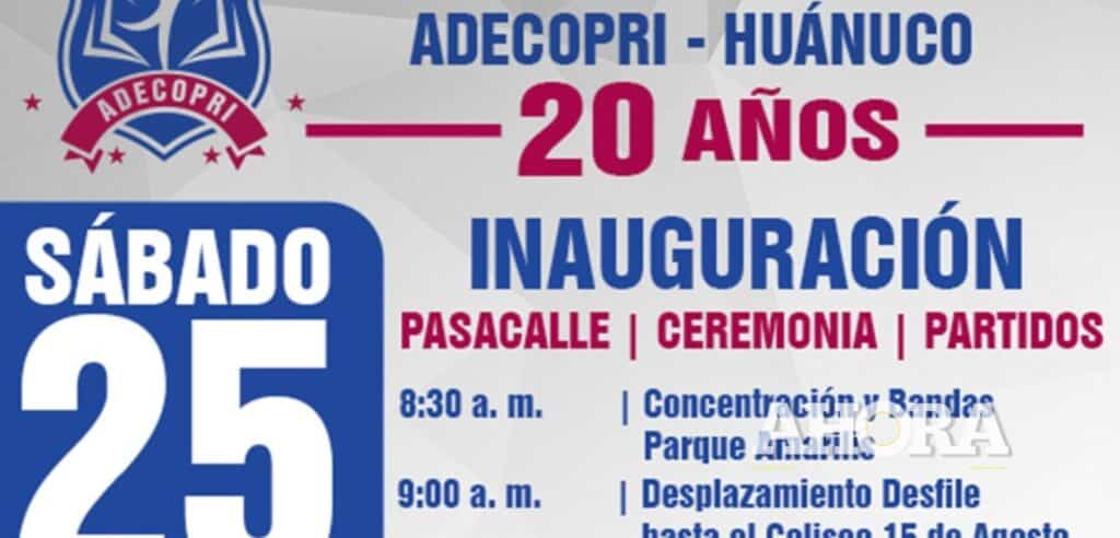 Colegios realizarán pasacalle deportivo por el 20° aniversario de Adecopri