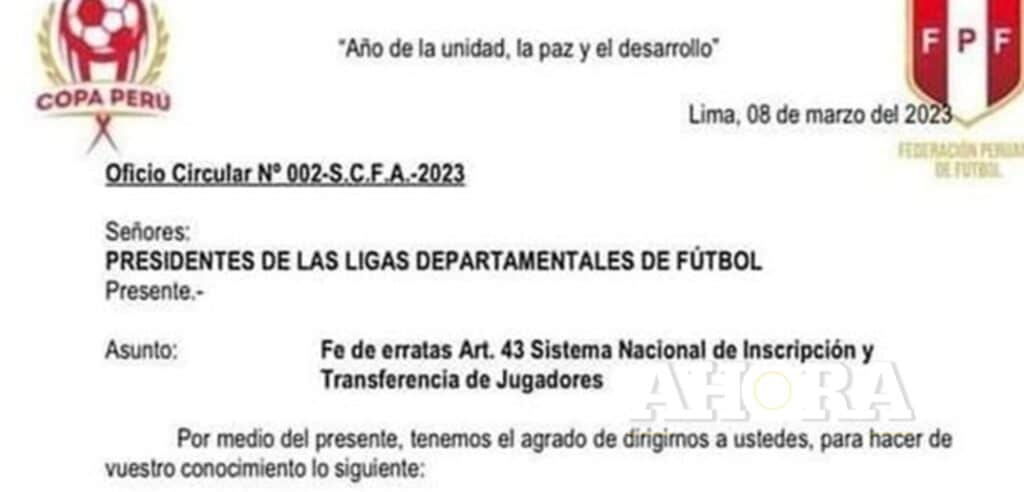 Nuevas modificaciones en el reglamento de la Copa Perú